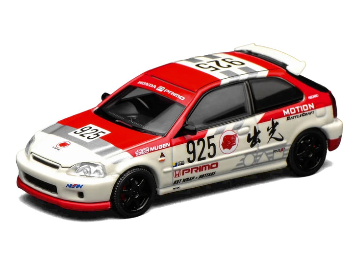 Honda Civic Type R (EK9) RHD (Right Hand Drive) #925 "Idemitsu Motion" White and Red 1/64 Diecast Model Car by MotorHelix image 2