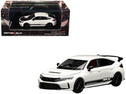 Honda Civic Type R (FL5) RHD (Right Hand Drive) "HKS" White with Black Stripes 1/64 Diecast Model Car by MotorHelix