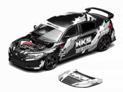 Honda Civic Type R (FL5) RHD (Right Hand Drive) "HKS" Matt Black with Graphics 1/64 Diecast Model Car by MotorHelix image 2