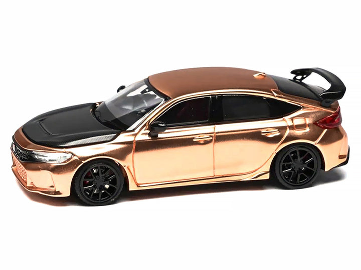 Honda Civic Type R (FL5) RHD (Right Hand Drive) Electroplating Copper Metallic with Carbon Hood "Hong Kong Toycar Salon 2025" "Senior 64" Series Limited Edition to 599 pieces Worldwide 1/64 Diecast Model Car by MotorHeli image 2
