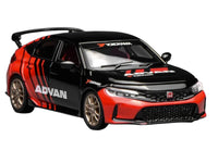 Honda Civic Type R (FL5) RHD (Right Hand Drive) "ADVAN" Black and Red 1/64 Diecast Model Car by MotorHelix image 4