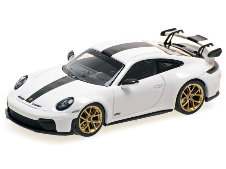 2025 Porsche 911 (992.2) GT3 Weissach Package White with Carbon Stripe Limited Edition to 240 pieces Worldwide 1/64 Diecast Model Car by Minichamps image 2