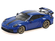 2025 Porsche 911 (992.2) GT3 Weissach Package Blue with Carbon Stripe Limited Edition to 240 pieces Worldwide 1/64 Diecast Model Car by Minichamps image 2