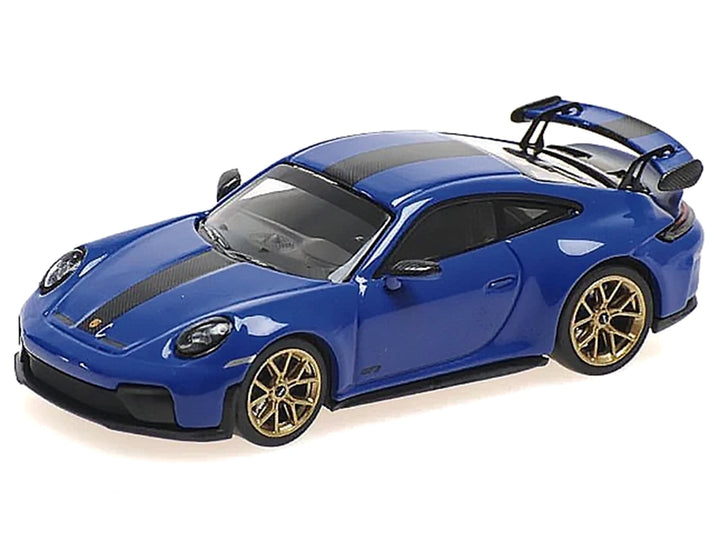 2025 Porsche 911 (992.2) GT3 Weissach Package Blue with Carbon Stripe Limited Edition to 240 pieces Worldwide 1/64 Diecast Model Car by Minichamps image 2