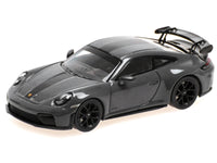 2025 Porsche 911 (992.2) GT3 Weissach Package Gray with Carbon Stripe Limited Edition to 240 pieces Worldwide 1/64 Diecast Model Car by Minichamps image 2