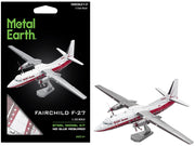 Model Kit Fairchild F-27 Commercial Aircraft "Pacific Alaska" White with Red Stripes (Moderate Difficulty) Steel Model by Metal Earth