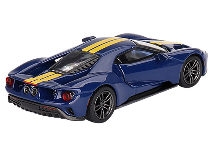 Ford GT Sunoco Blue with Yellow Stripes Limited Edition to 3600 pieces Worldwide 1/64 Diecast Model Car by Mini GT image 2