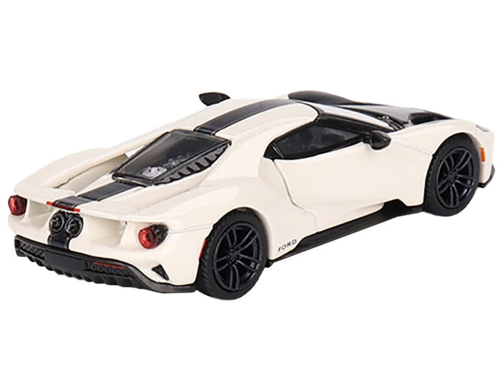 Ford GT "1964 Prototype Heritage Edition" Wimbledon White with Black Hood and Stripe Limited Edition to 2400 pieces Worldwide 1/64 Diecast Model Car by Mini GT image 2