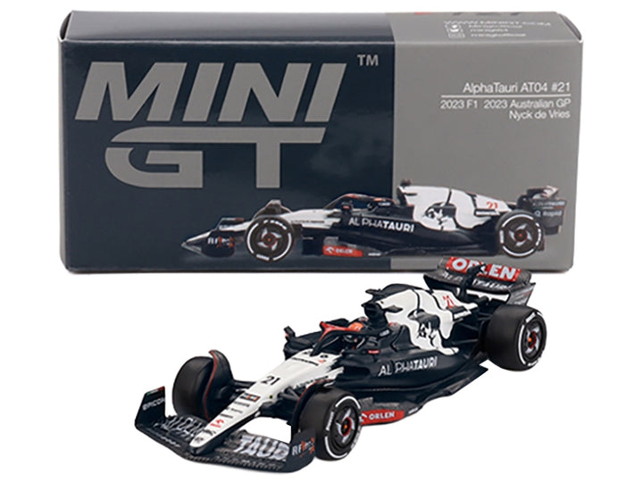 AlphaTauri AT04 #21 Nyck de Vries Formula One F1 "Australian GP" (2023) Limited Edition 1/64 Diecast Model Car by Mini GT image 2