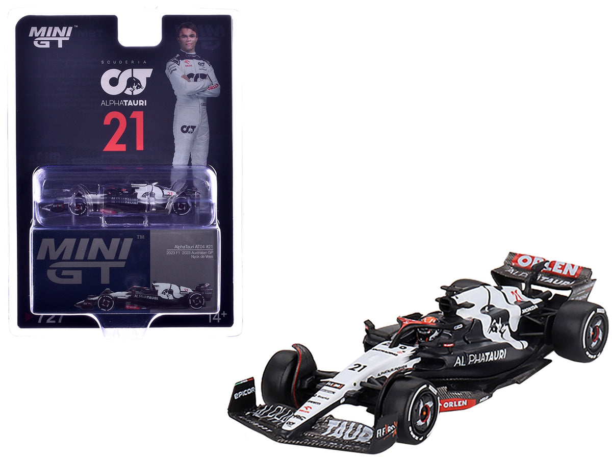 AlphaTauri AT04 #21 Nyck de Vries Formula One F1 "Australian GP" (2023) Limited Edition 1/64 Diecast Model Car by Mini GT image 4