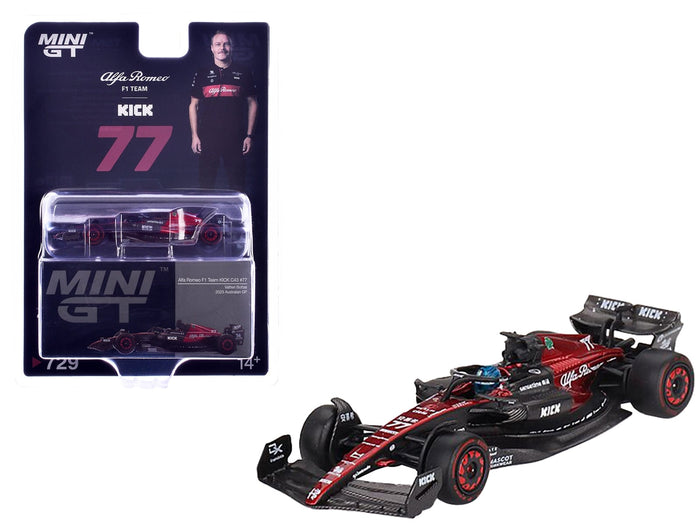 Alfa Romeo C43 #77 Valtteri Bottas "Alfa Romeo F1 Team Kick" Formula One F1 "Australian GP" (2023) Limited Edition 1/64 Diecast Model Car by Mini GT image 4