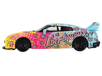 MINI GT 1:64 Nissan 35GT-RR Ver.1 LB-Silhouette Works GT LBWK KUMA in light blue with yellow graphics.