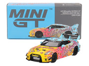Nissan 35GT-RR Ver.1 "LB-Silhouette Works GT" Light Blue and Yellow with Graphics "LBWK KUMA" Limited Edition 1/64 Diecast Model Car by Mini GT image 3