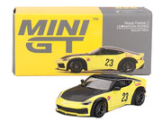 Nissan Z "LB-Nation Works" #23 Ikazuchi Yellow with Black Hood and Top Limited Edition 1/64 Diecast Model Car by Mini GT image 4