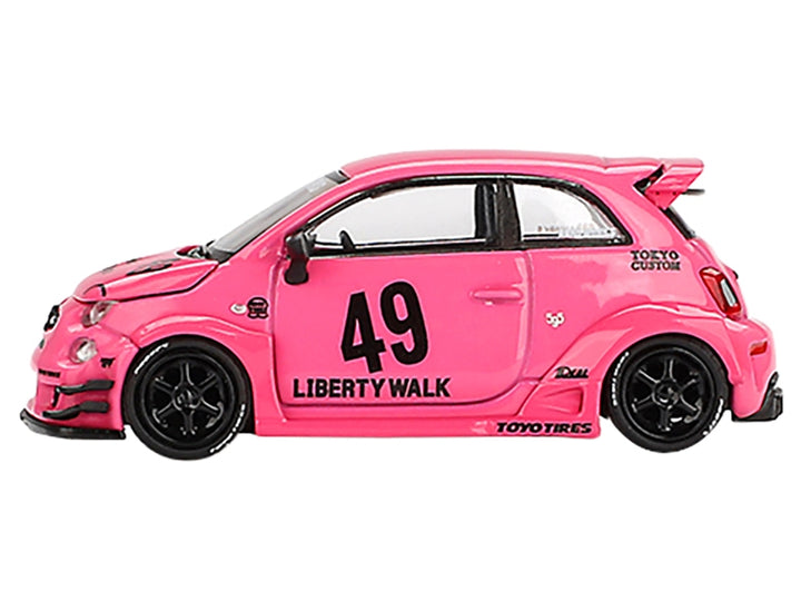 ABARTH 595 #49 "LB-Works x Abas Works" Pink Limited Edition 1/64 Diecast Model Car by Mini GT image 2