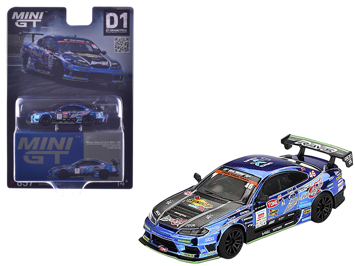 Nissan Silvia (S15) D-MAX RHD (Right Hand Drive) #46 Masao Suenaga "D-MAX Racing" "D1 Grand Prix" (2023) Limited Edition 1/64 Diecast Model Car by Mini GT