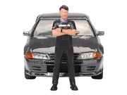 Nissan Skyline GT-R (R32) RHD (Right Hand Drive) Gunmetal Gray Metallic with Tsugio Matsuda Figure Limited Edition 1/64 Diecast Model Car by Mini GT image 4