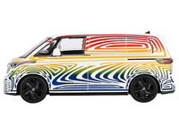 MINI GT 1:64 Volkswagen ID. Buzz van in Prototype Rainbow graphics.