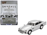MINI GT 1:64 Aston Martin DB5 in Birch Silver, Skyfall damaged-version replica.
