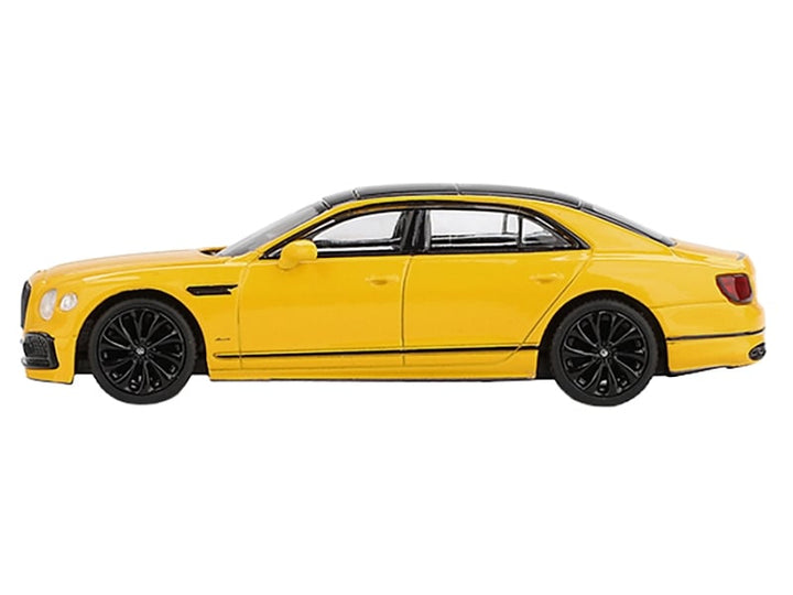 Bentley Flying Spur Monaco Yellow with Black Top Limited Edition 1/64 Diecast Model Car by Mini GT image 2