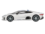 Jaguar C-X75 Silver Metallic with Blue Stripes Limited Edition 1/64 Diecast Model Car by Mini GT image 2