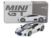 Jaguar C-X75 Silver Metallic with Blue Stripes Limited Edition 1/64 Diecast Model Car by Mini GT image 4