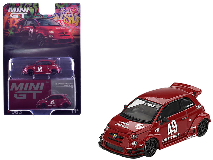MINI GT 1:64 Abarth 595 #49 LB-Works x Abas Works in red.