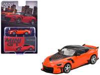 MINI GT 1:64 Nissan Z VeilSide FFZ400 in orange with black roof.