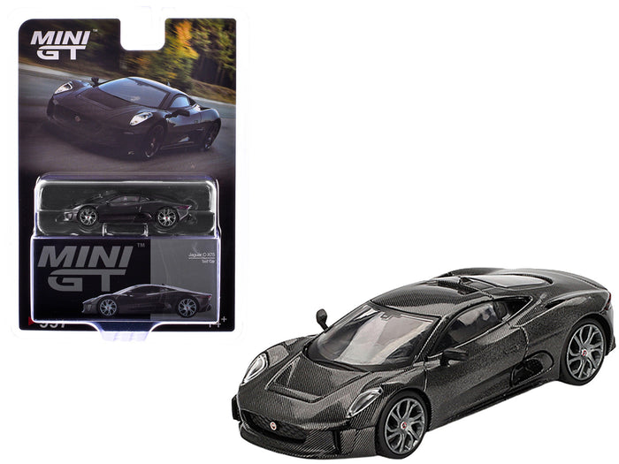 MINI GT 1:64 Jaguar C-X75 Test Car in black with carbon-look finish.