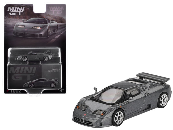 MINI GT 1:64 Bugatti EB110 Super Sport in Grigio Scuro dark gray metallic.