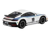 Porsche 911 Dakar #19 "Rally 1974" Tribute Livery White with Blue Stripes Limited Edition 1/64 Diecast Model Car by Mini GT image 3