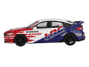 Honda Civic TYPE R "2024 Pace Car HRC" White with Red and Blue Graphics Limited Edition 1/64 Diecast Model Car by Mini GT image 2