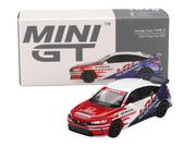 Honda Civic TYPE R "2024 Pace Car HRC" White with Red and Blue Graphics Limited Edition 1/64 Diecast Model Car by Mini GT image 4
