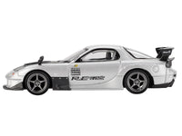 Mazda RX-7 RE-Amemiya Silver Metallic with Matt Black Hood Limited Edition 1/64 Diecast Model Car by Mini GT image 3
