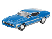 Ford Mustang Mach 1 Grabber Blue with Silver Stripes Limited Edition 1/64 Diecast Model Car by Mini GT image 2