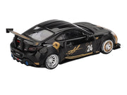 Toyota GR86 "LB-Nation - Liberty Walk" #24 Black with Carbon Hood and Gold Graphics Limited Edition 1/64 Diecast Model Car by Mini GT image 3