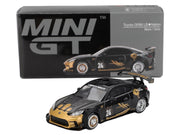 Toyota GR86 "LB-Nation - Liberty Walk" #24 Black with Carbon Hood and Gold Graphics Limited Edition 1/64 Diecast Model Car by Mini GT image 4