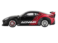 Toyota GR86 "LB-Nation - Liberty Walk" RHD (Right Hand Drive) "ADVAN" Black and Red with Carbon Hood Limited Edition 1/64 Die Cast Model Car by Mini GT image 3