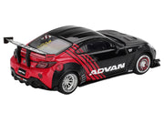 Toyota GR86 "LB-Nation - Liberty Walk" RHD (Right Hand Drive) "ADVAN" Black and Red with Carbon Hood Limited Edition 1/64 Die Cast Model Car by Mini GT image 4