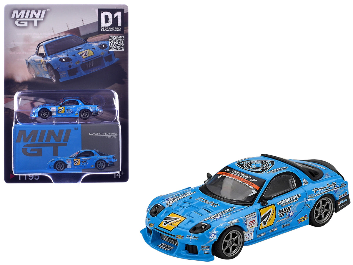 Mazda RX-7 RE-Amemiya RHD (Right Hand Drive) Blue with Graphics "D1GP" (2025) Limited Edition 1/64 Diecast Model Car by Mini GT