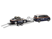 Porsche 911 Dakar #718 Blue and White with Roof Rack and Volkswagen ID. Buzz Blue and White with Flatbed Trailer "Porsche Centrum Gelderland Roughroads" Set of 3 pieces Limited Edition 1/64 Diecast Model Car by Mini GT image 3