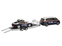 Porsche 911 Dakar #718 Blue and White with Roof Rack and Volkswagen ID. Buzz Blue and White with Flatbed Trailer "Porsche Centrum Gelderland Roughroads" Set of 3 pieces Limited Edition 1/64 Diecast Model Car by Mini GT image 3