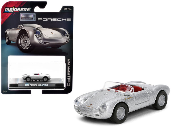 1955 Porsche 550 Spyder Silver Metallic with Red Interior "Collection" Series 1/64 Diecast Model Car by Majorette