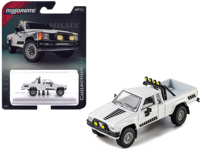 Majorette 1985 Toyota Hilux SR5 pickup white black graphics 1:64 MJ8505001022, product image 1