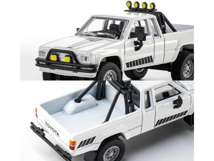 1985 Toyota Hilux SR5 Pickup Truck White with Black Graphics "Collection" Series 1/64 Diecast Model Car by Majorette image 2