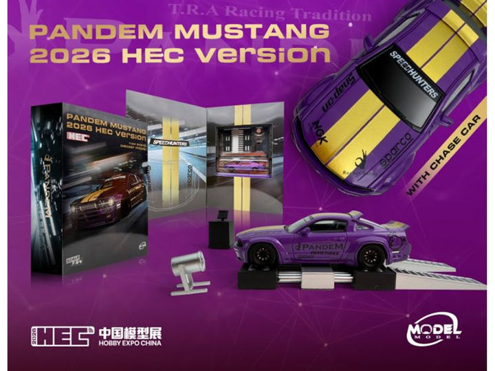 Pandem Mustang "SpeedHunters" Purple Metallic with Yellow Stripes "Hobby Expo China 2026 Event Edition" 1/64 Diecast Model Car by Model Model image 2
