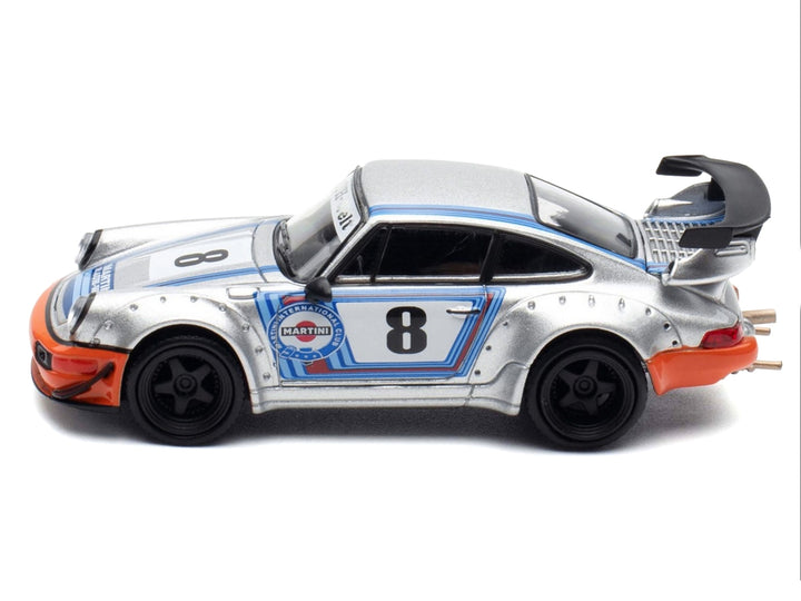 RWB 964 #8 "Ichiban Boshi - Martini Racing" Silver Metallic with Stripes 1/64 Diecast Model Car by Model Model image 2