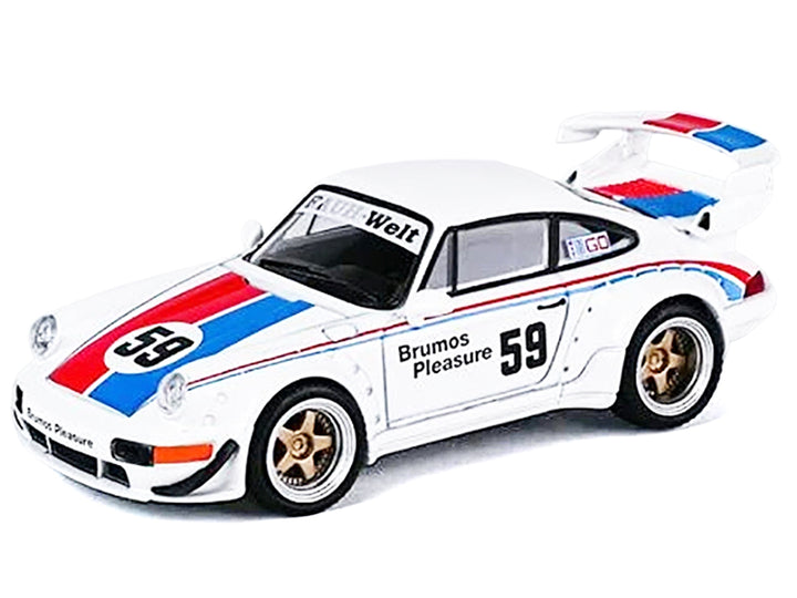 RWB 964 #59 "Brumos Pleasure" White with Red and Blue Stripes "KitGo Base" Series 1/64 Diecast Model Car by Model Model image 2