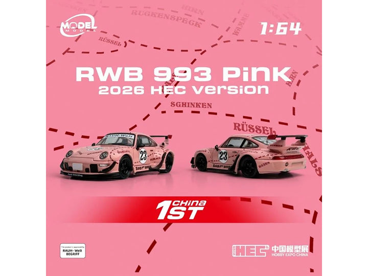 RWB 993 #23 Pink Version with Graphics "Hobby Expo China 2026 Event Edition" 1/64 Diecast Model Car by Model Model image 2