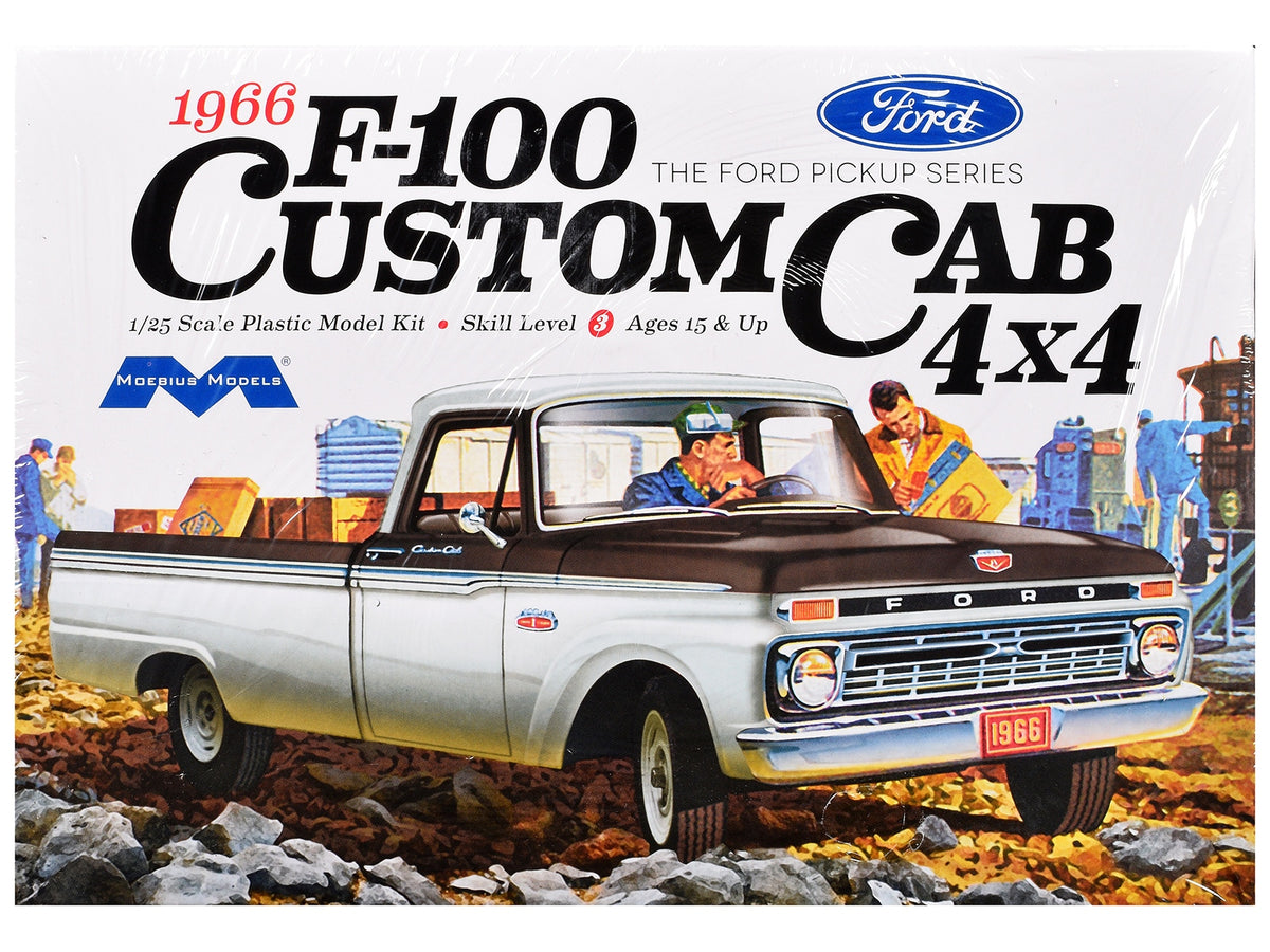 Skill 3 Model Kit 1966 Ford F-100 Custom Cab 4x4 Pickup Truck 1/25 Scale Model by Moebius– product image